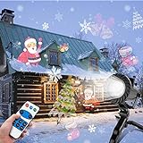 Wilktop Led Projektionslampe, Weihnachten Projektionslampe LED Projektor mit 15 Musters Lichteffekt Wasserdicht IP65 Weihnachtsbeleuchtung Außen...